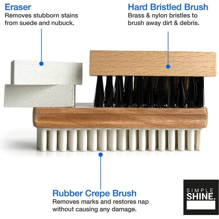 Simple Shine Premium Suede Brush Set - Nubuck Cleaner, Crepe Brush, Suede  Eraser - Shoe Care Kit