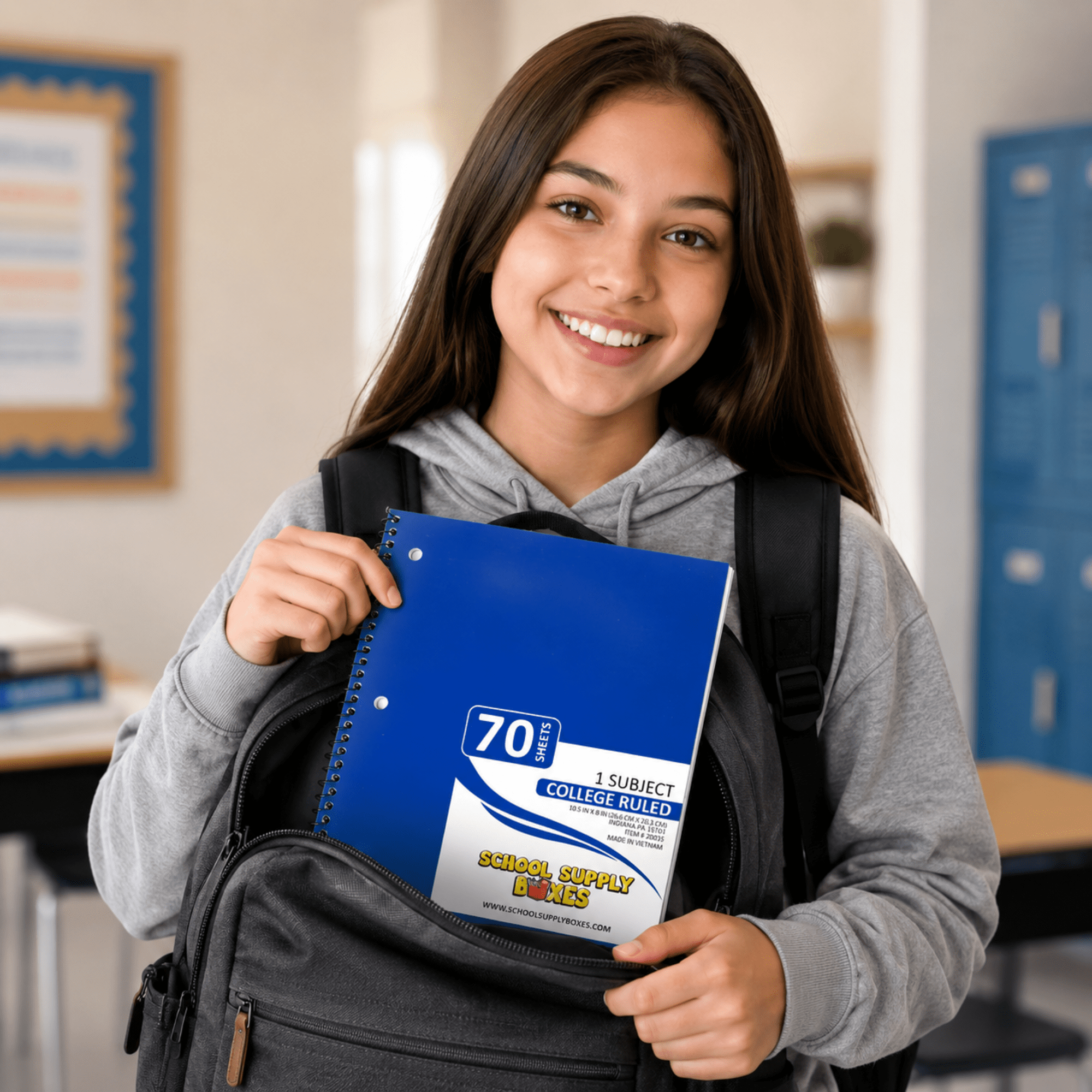 School Supply Boxes | (Blue) College-Ruled 1 Subject Notebooks | 24 Pack | 10.5 IN x 8 IN (70 Sheets) Notebooks for School, Work & Office