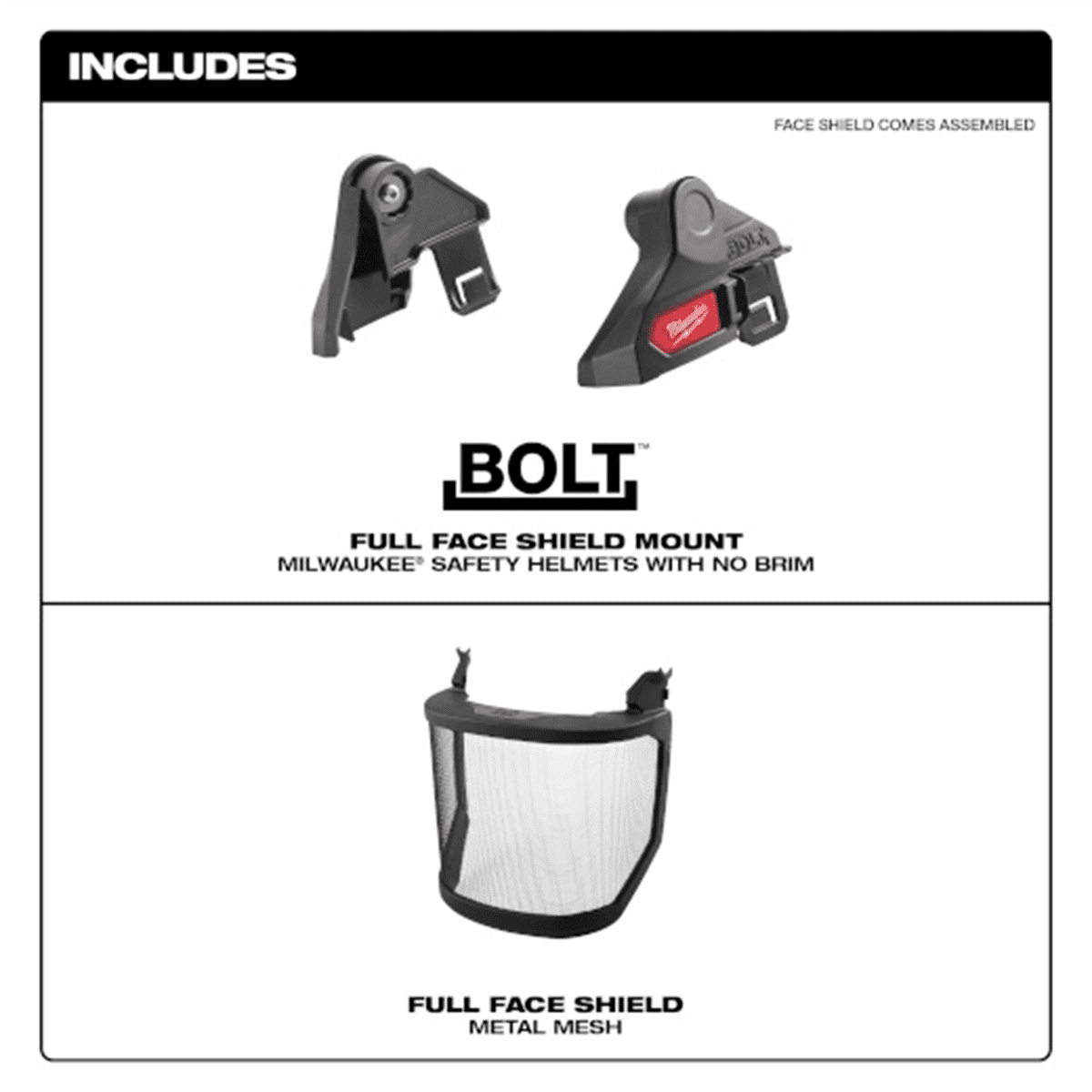 Milwaukee Tool BOLT Full Face Shield - Metal Mesh (Compatible with Milwaukee&reg; Safety Helmet [No Brim])