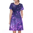 thumbnail image 1 of Easygdp Purple Bubble Abstract Art para Vestido Transpirable de Mujer, Vestido Suelto de Manga Corta con Pliegues y Bolsillos para el Verano, 1 of 6