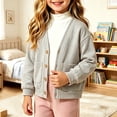 thumbnail image 3 of Rrxhxhs Cardigan for Girls Solid Color V-Neck Button Front Long Sleeve Loose Casual Sweater Cover Up with Pockets, 3 of 7