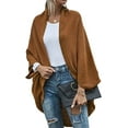thumbnail image 1 of LinYooLi Women's Chunky Cardigan Fall Oversized Open Front Color Block Batwing Long Sleeve Knit Sweaters Cardigan Wrap, 1 of 4