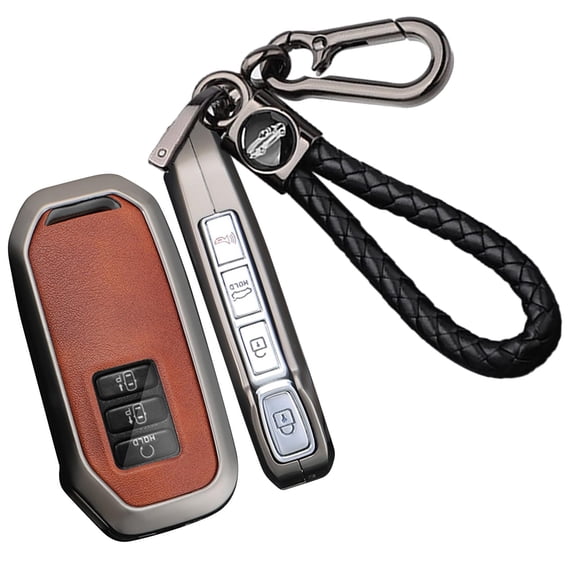 Luxury Protective Synthetic Leather Cover with Textile Keychain for 7-Button Kia Smart Key Fob Models EV6 K5 Seltos Carnival Niro 2023 DL3 MQ4