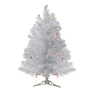 2 'Pré-éclairage moyen blanc Iridescent Pine Arbre de Noël artificiel - Lumières multicolores