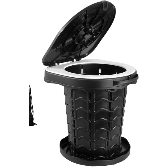Collapsible Portable Toilet with Odor-Lock Lid - Portable Setup Adjustable Height, Capacity, Backpack-Friendly Camp Potty for Camping, Hiking, Car, RV & Emergency Use