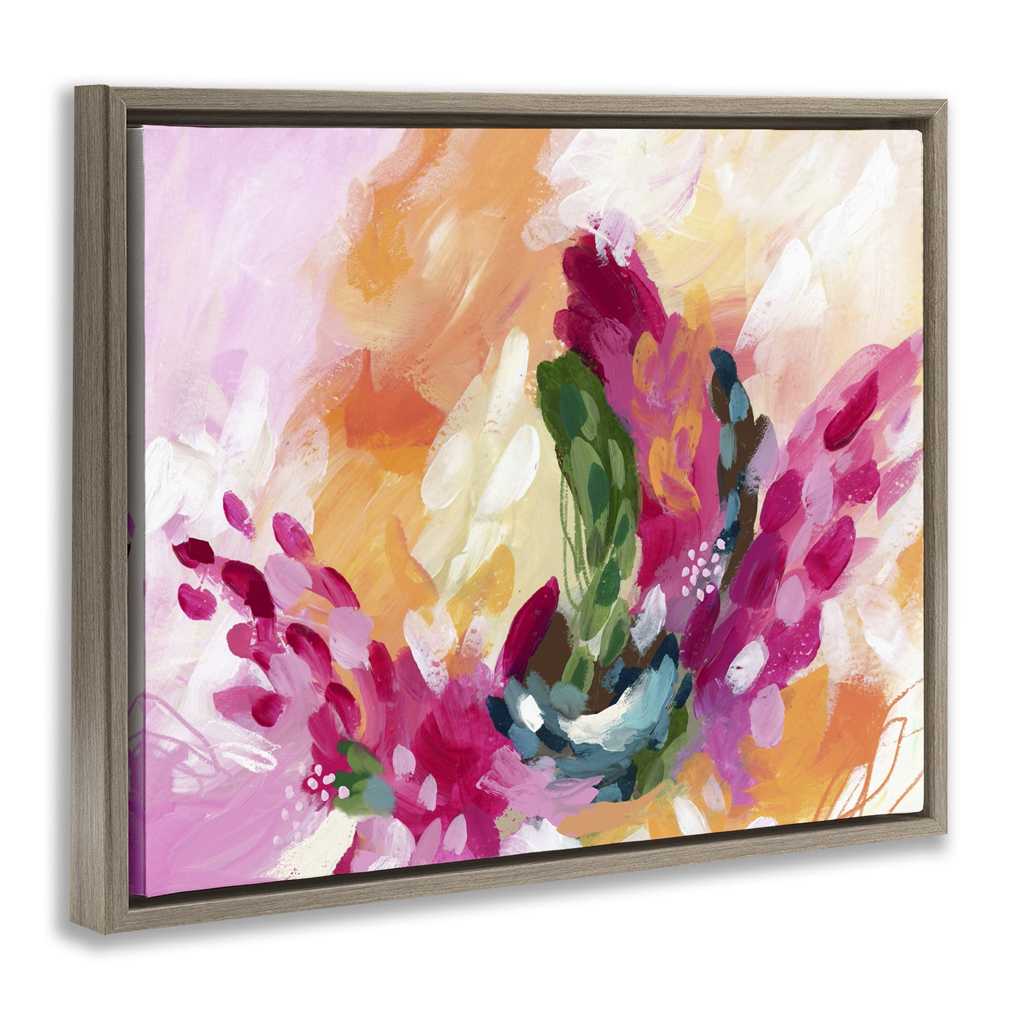 Stupell Industries Tropical Punch Abstraction Abstract Painting Brown Floater Framed Canvas Art Print Wall Art, 21 x 17