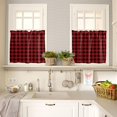 thumbnail image 4 of Kitchen Curtains and Valances Set, Black Red Buffalo Plaid Checked Rod Pocket Window Valance 18 Inch Window Curtain Panels for Living Room Bedroom Laundry, 27.5x24in, 3 Pieces, 4 of 6