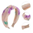 thumbnail image 3 of Unique Bargains 1 Pc Exquisite Printed Crumpled Knot Headband Pink Purple Green, 3 of 6