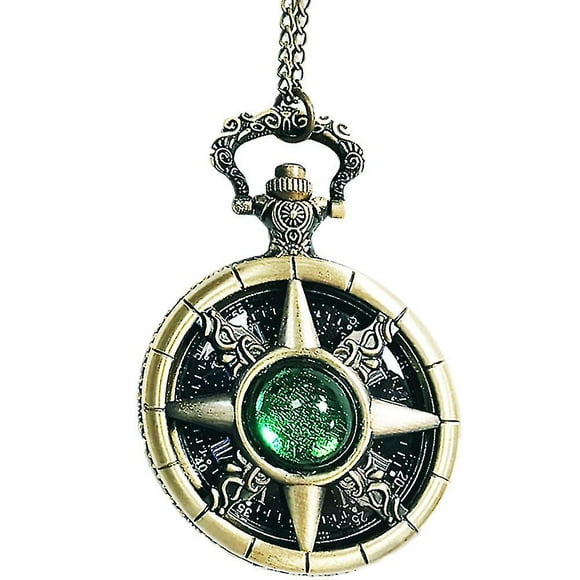 Halloween Pocket Watch Necklace Pocket Watches Pocket Watch Gemstone Necklace Round Pocket Watch Decorative Jewelry Gift(2pcs,gold)