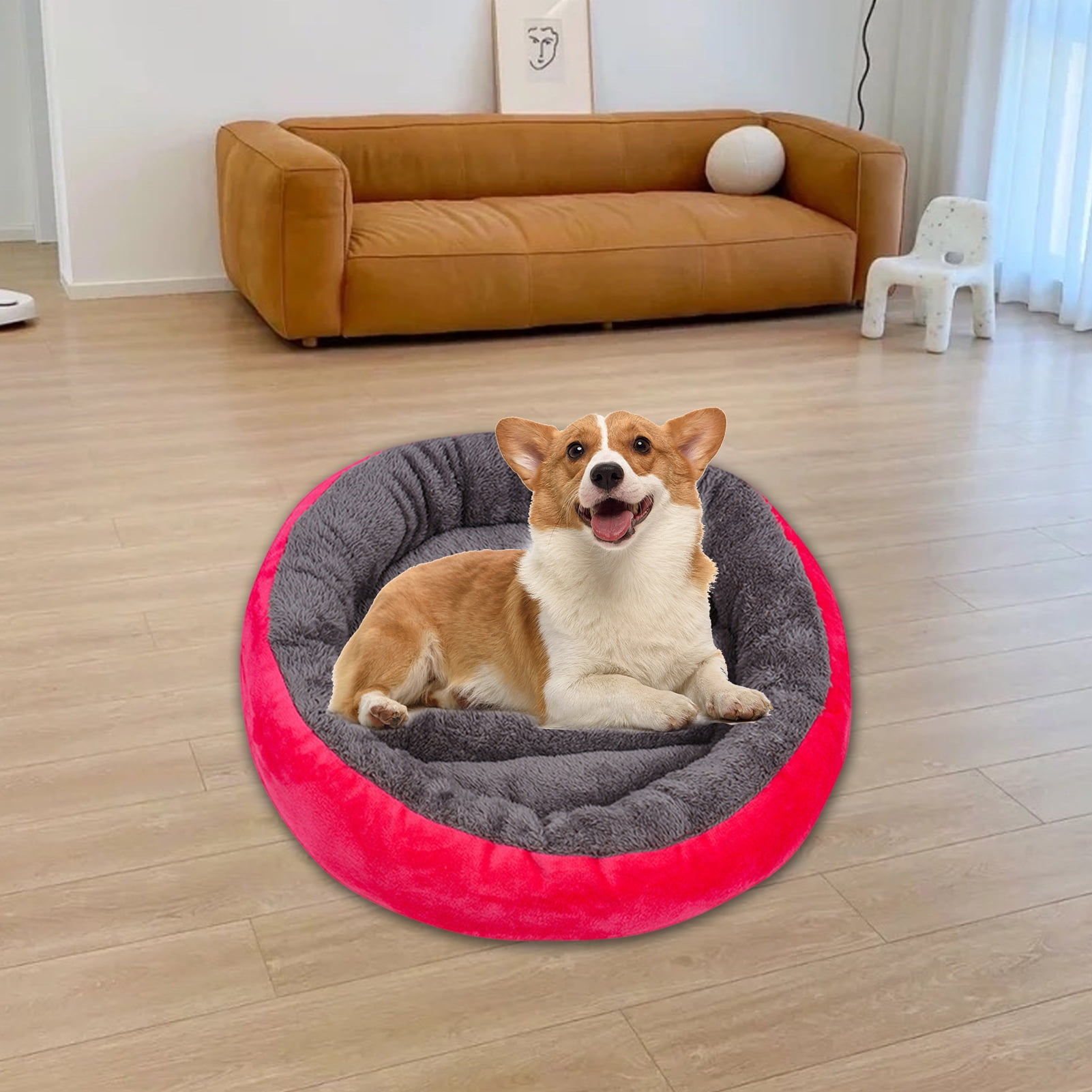 Hevirgo Cozy Pet Dog Bed Winter Warm Kennel with PP Cotton Filling Round Shape Dog Sleeping Bed for Cats Small Large Dogs