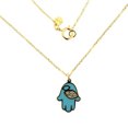 thumbnail image 2 of 18K Yellow Gold Diamond and Turquoise Ceramic Hamsa Hand Necklace, 2 of 3