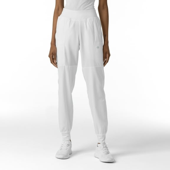 Wink W123 Women's Comfort Waist Cargo Jogger Scrub Pant Petite, White, L Womens
