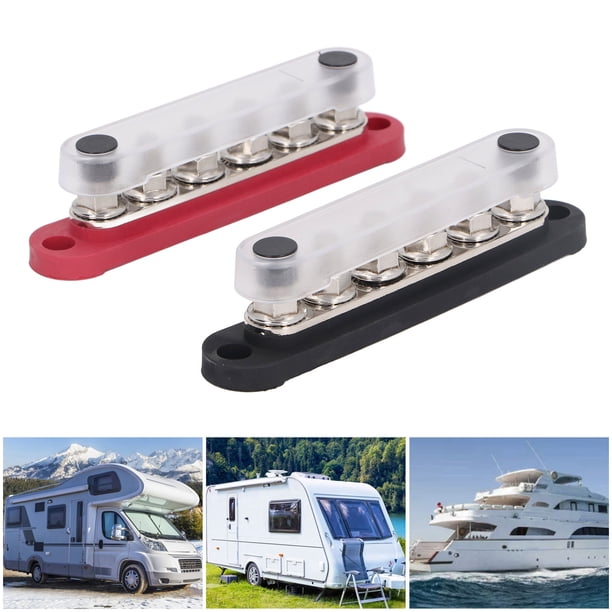 Bloque De Distribución De Energía, Resistente A La Erosión M8x6 Tamaño De Perno 150A 300VAC 48VDC Barra Colectora 2PCS Para Automóviles