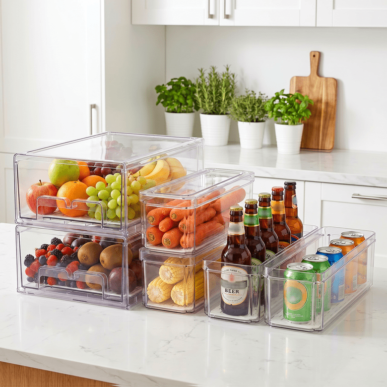 TAIMASI 6-Pack Pull-Out Fridge Drawer Organizer Bins photo 8
