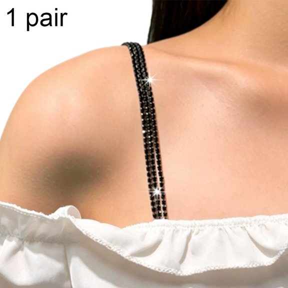 Cikiki 1Pair Rhinestone Bra Straps,Detachable Crystal Shoulder Chain for Lingerie, Bling Bra Strap Accessories for Wedding, Prom, Backless & Halter Dress