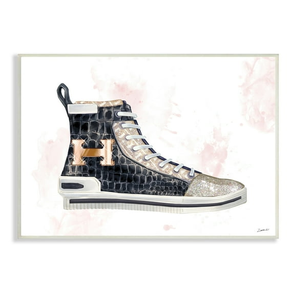 Stupell Industries Glam Snake Embossed Sneaker Illustration Fashion Forward, 13 x 19, Designed by Ziwei Li