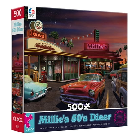 Ceaco - Land of the Free - Millie's 50's Diner - 500 Piece Interlocking Jigsaw Puzzle