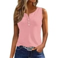 thumbnail image 5 of Timegard Tank Tops for Women Round Neck Button Sleeveless Solid Color Dressy Casual Tunic Top Blouse, 5 of 7