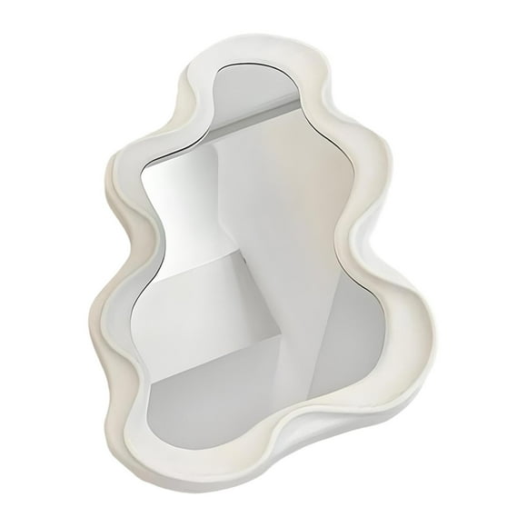 DOLITY Irregular Border Mirror Wall Mounted Mirror for Dresser Bathroom Living Room White