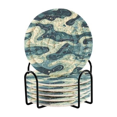 

6 coil coasters 3.94x3.94x0.24 inch water coasters Drink coasters with cup holders Absorbent coasters Heat resistant for bar protection Green River