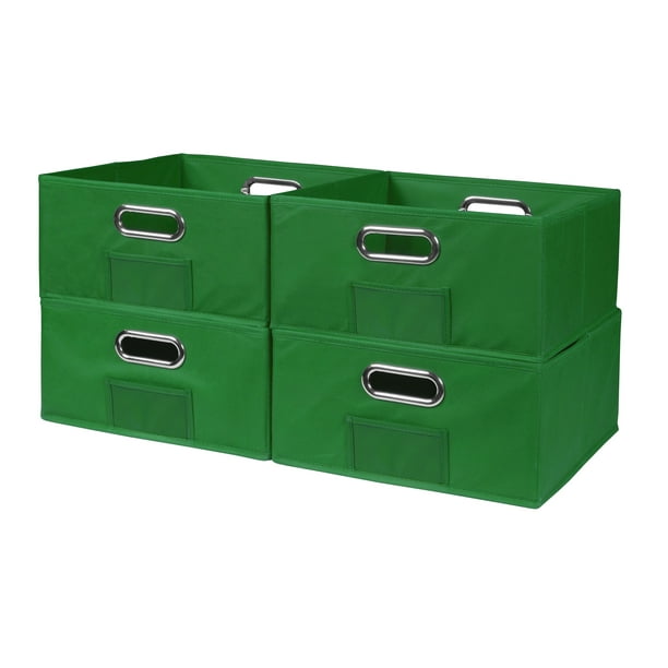 Collapsible Home Storage Set of 4 Foldable Fabric Low Storage Bins