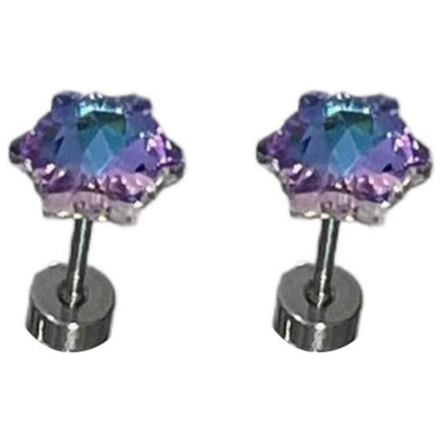 Boucles d'Oreilles Flocon de Neige Coloré pour Femmes Acier Titane Fond Plat Ongles Doux et Frais Fille Épicée Tendance Boucles d'Oreilles Os Boucles d'Oreilles Exquises 2 Pcs