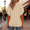 thumbnail image 4 of Ayolanni Collarless Shirts for Women Dressy Polka Dots V-Neck Short Sleeve Casual Blouse Fitted Office Ladies Tees 2026 Summer Tops Yellow L, 4 of 7