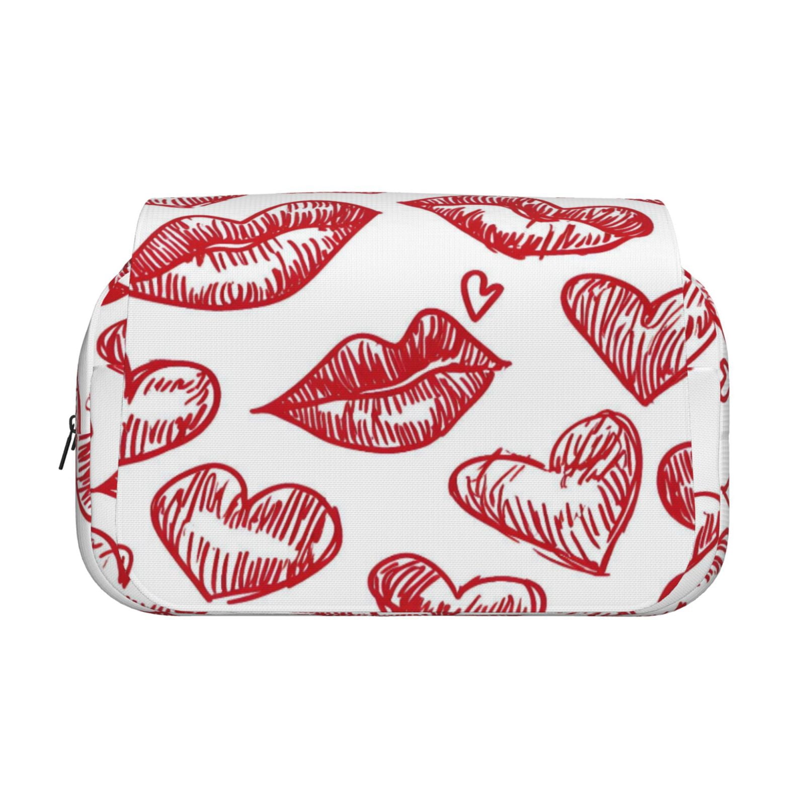 Large-Capacity Flip-Top Double-Layer Pencil Case, Multi-Functional Pocket Pen Case, Durable Stationery Organizer Valentines Day Sexy Lips And Hearts