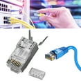 thumbnail image 2 of CAT6A RJ45 Modular Plug 3 Prong Gold Contacts 10Gbps Shieldeds Ethernet connectors, 2 of 8