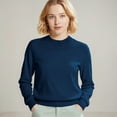 thumbnail image 2 of WTOBBY Women's Fashion Long Sleeve Slimming Knit Sweater Pullover, All-Match Top for Casual and Office Wear, Comfortable and Stylish Daily Outfit,Dark Blue M, 2 of 5