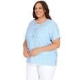 thumbnail image 3 of Alfred Dunner Womens Plus-Size Stripe Texture Knit Top With Necklace, 3 of 6