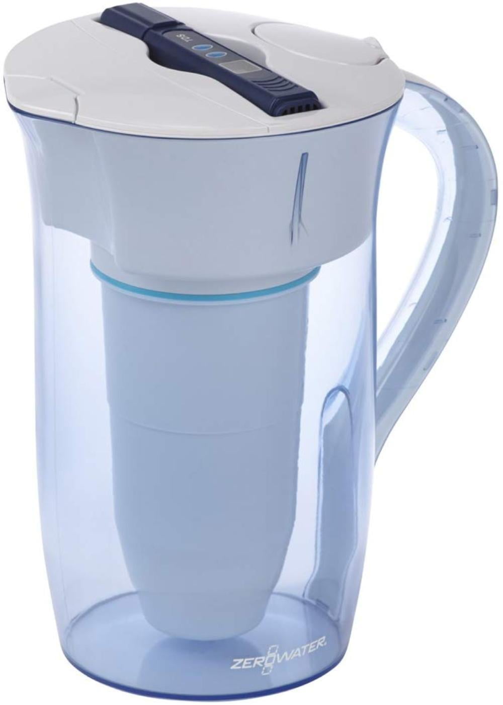 ZR08104, 10 Cup Round Water Filter Pitcher with Water Quality Meter