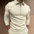 thumbnail image 2 of Fesfesfes Men Blouse Shirts Turn-Down Collar Zip Up Pullover Tops Casual Slim Fit Basic Long Sleeve T-Shirt, 2 of 3