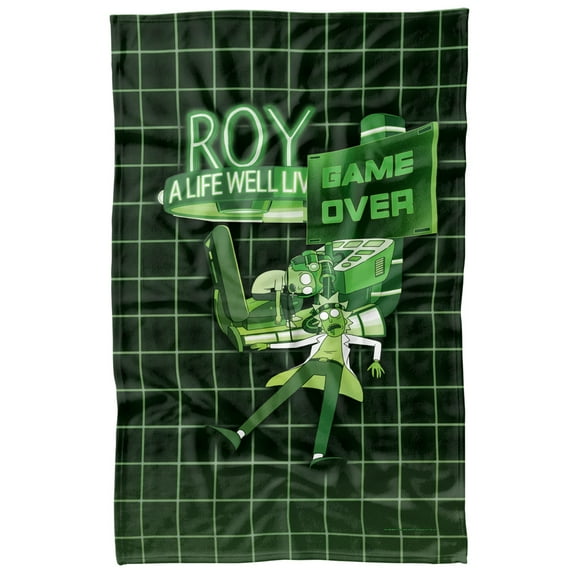 Rick and Morty Blanket, 36'x58' Roy Game Over Fleece Blanket
