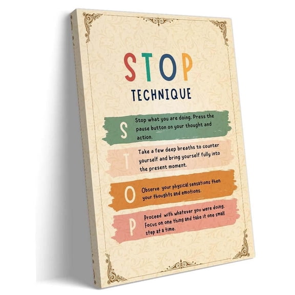 Stop Technique Mental Health Wall Art Prints Therapy Posters Artwork Kitchen Contemporary Bedroom Decor Aesthetic poster