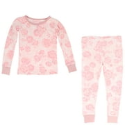 Laura Ashley Girls Snug Fit Pajama 2 Piece Set-Pink Floral-Size 3T