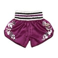 thumbnail image 4 of TiaoBug Kids Boys Muay Thai Shorts Kick Shorts Fight Kickboxing Shorts Fitness Training Sportwear B Purple 17-18, 4 of 5