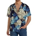 thumbnail image 3 of Xecao offers the Abstract Blue Squares for Men's Casual Short-sleeved Shirt, a button-up collared shirt with a pocket, perfect for beach vacations and yacht travel in the XX-Large size., 3 of 7