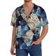 thumbnail image 1 of Balery Abstract Blue Squares Camisa Casual de Manga Corta con Botones para Hombre, Texturizada, Estilo Cubano, para Playa, Verano-Small, 1 of 5