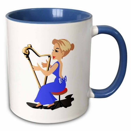 

3dRose harp player female side blue - Two Tone Blue Mug 11-ounce