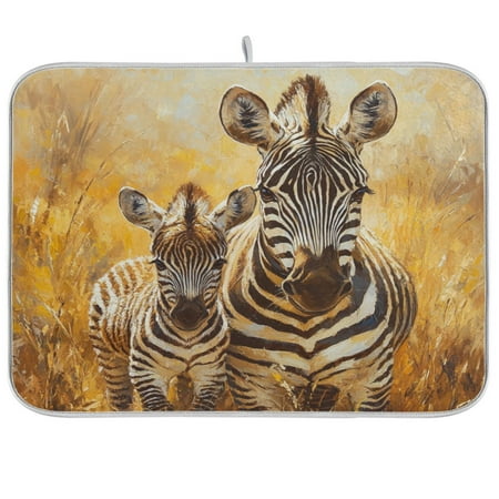 

Dish Drying Mat 16 x 18 Highly Absorbent Microfiber for Dishes Utensils Zebra Mother
