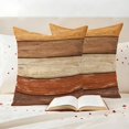 thumbnail image 3 of Farmhouse Burnt Orange Brown Outdoor Waterproof Pillow Covers, Vintage Wooden Striped Decorative Square Throw Pillowcase Sofa Cushion Sham for Patio/Couch/Chair, 20"x20" 2 Pack, 3 of 8