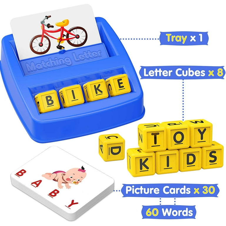 Learning Toys for 3 4 5 6 Year Old Boy Gifts,Educational Sight Words Flash  Cards Kindergarten, Spelling Learning Games for Kids Ages 5-7,Matching