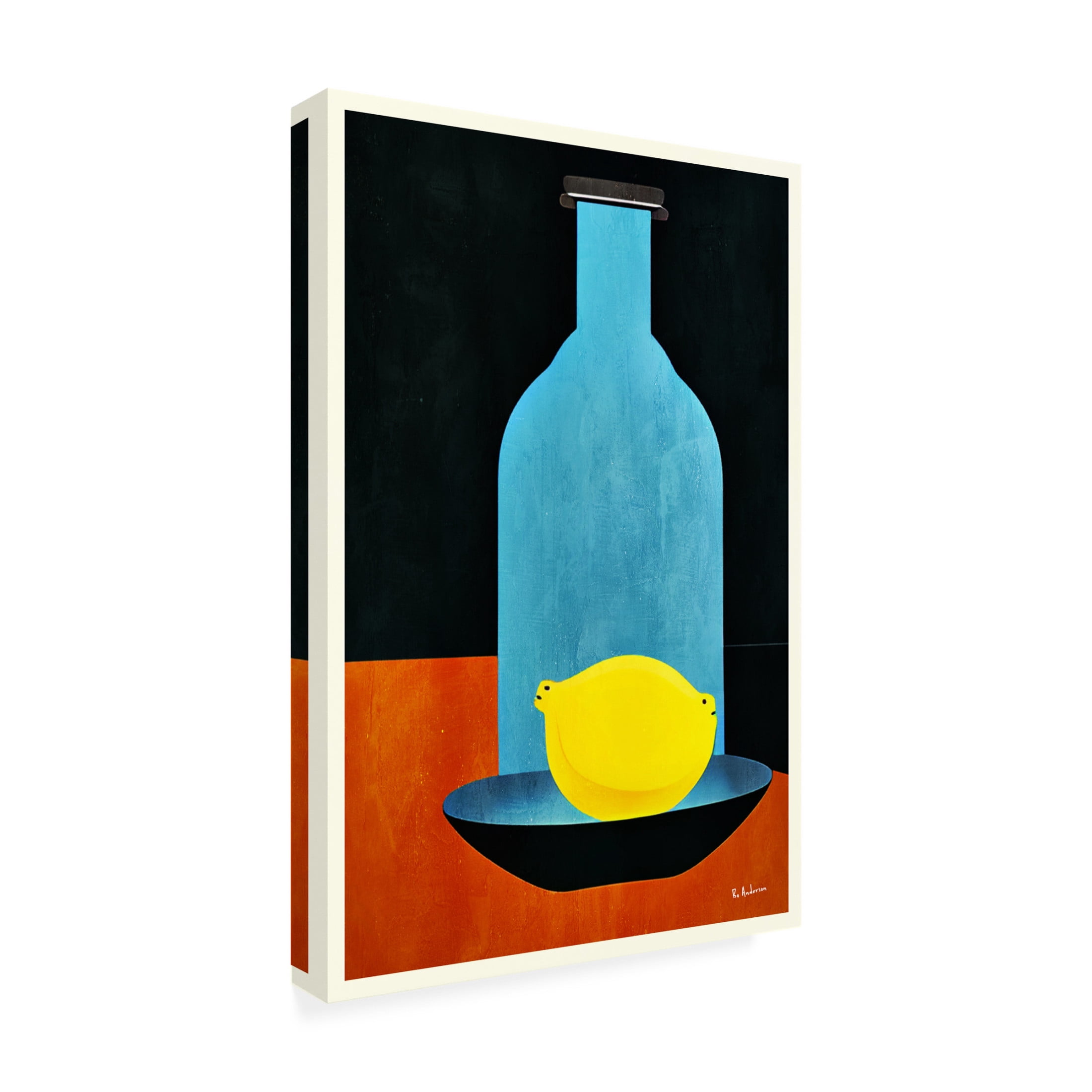 Canvas Wall Art - Bo Anderson 'Bottle With Lonesome Lemon' Wall Art for Living Room, Bedroom, or Office D?cor by Trademark Fine Art - 30 x 47 Inches