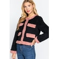 thumbnail image 4 of Long Sleeve Pocket Detail Faux Fur Jacket Black/Pink ' S, 4 of 5
