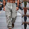 thumbnail image 4 of Men's Corduroy Pants Casual Cargo Pants Elastic Drawstring Waist Sweatpants With Pockets, 4 of 8