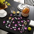 thumbnail image 3 of Pioneer Flower Floral Print Pattern Summer Placemats Table Placemats Set Of 6-Linen Kitchen Washable Placemats Table Mats 12x18 Inch Non-Slip Heat Resistant, 3 of 5
