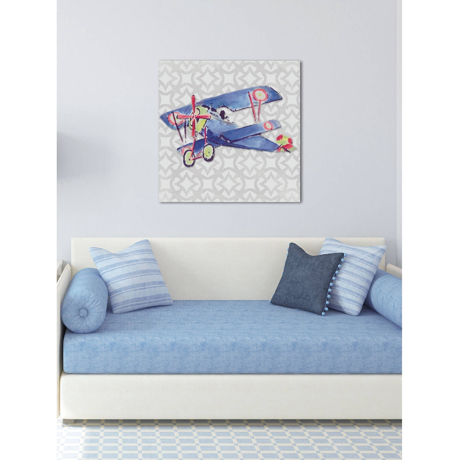 Marmont Hill "Watercolor Biplane" by Reesa Qualia Painting Print on Wrapped Canvas