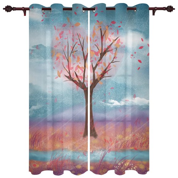 Love Tree Breeze Falling Living Room Kitchen Bathroom Curtains For Children's Bedroom Window Decoration Hanging Cloth Cu
