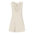 thumbnail image 5 of Wovilon Women's Sleeveless Crew Neck Shift Mini Dress with Crochet Lace Front, Relaxed Loose Fit A-Line Silhouette, Lightweight Breathable Stretchy Polyester Blend Solid Color, 5 of 5